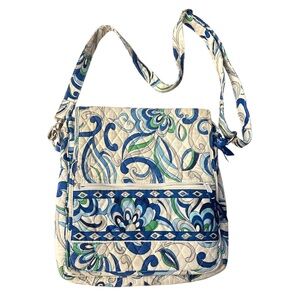 Vera Bradley MEDITERRANEAN Elegant Floral Crossbody Bag Tote Quilted Fabric